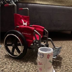 American Girl Red Doll Wheelchair with McKennas Cast